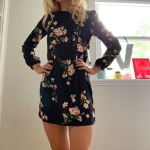 Lulus Navy Floral Print Shift Dress